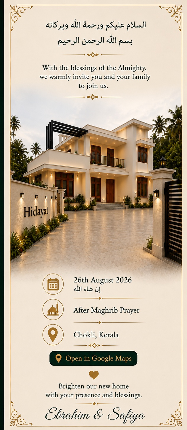 Hidayath housewarming invitation